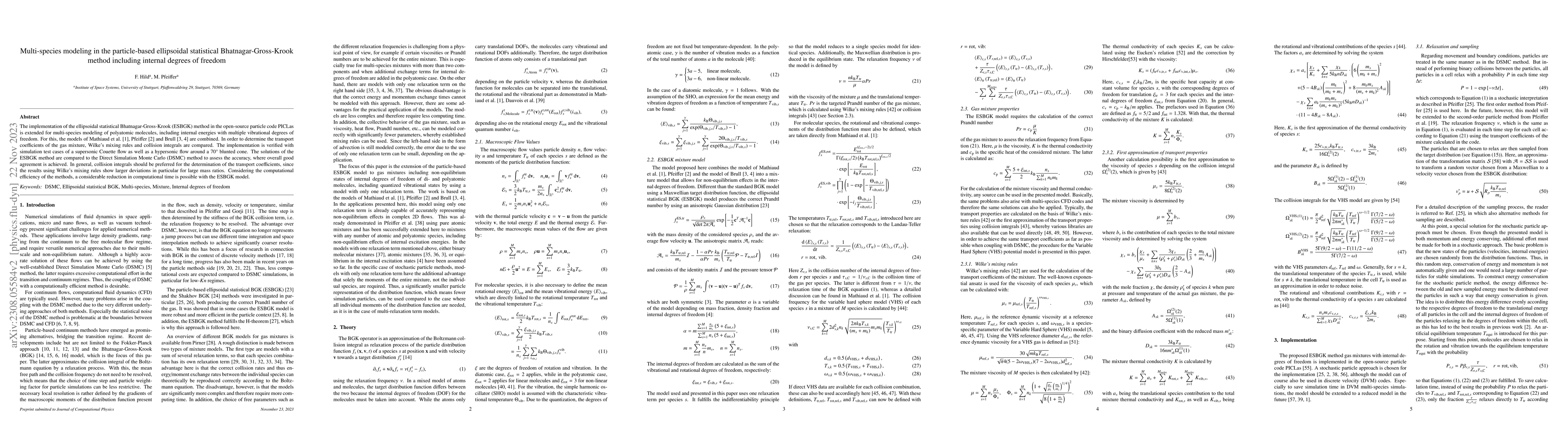 Thumbnail for Multi-species modeling in the particle-based ellipsoidal statistical
  Bhatnagar-Gross-Krook method including internal degrees of freedom