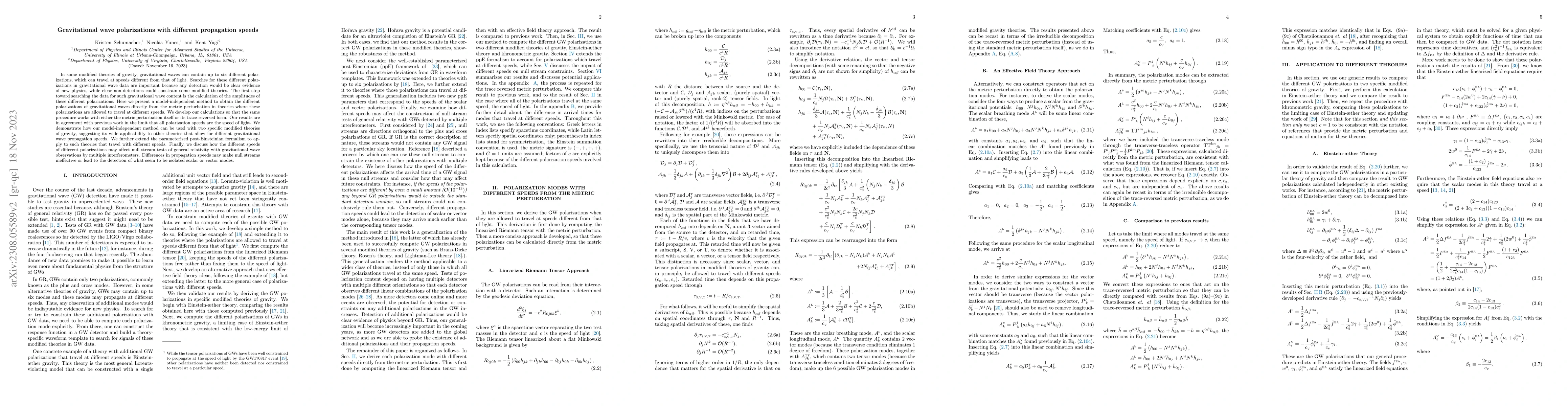 Thumbnail for Gravitational wave polarizations with different propagation speeds