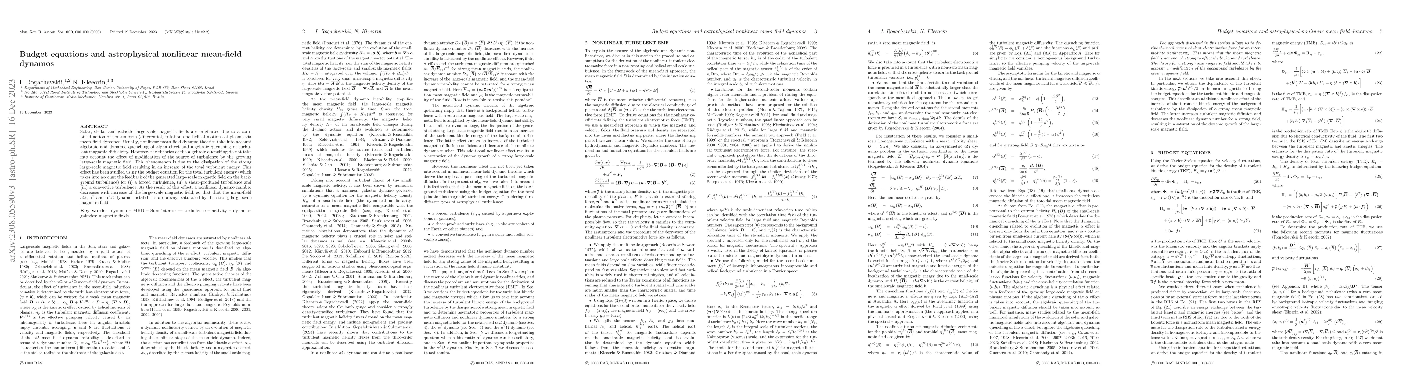 Thumbnail for Budget equations and astrophysical nonlinear mean-field dynamos