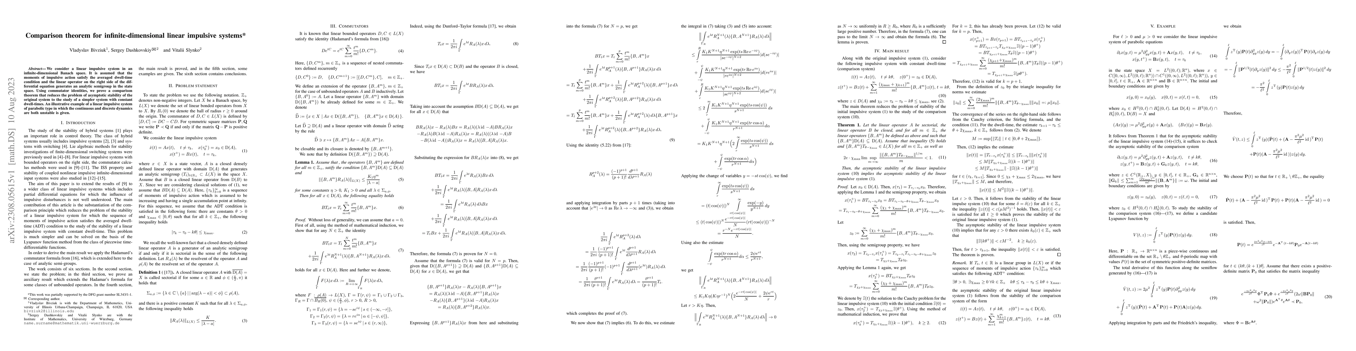 Thumbnail for Comparison theorem for infinite-dimensional linear impulsive systems