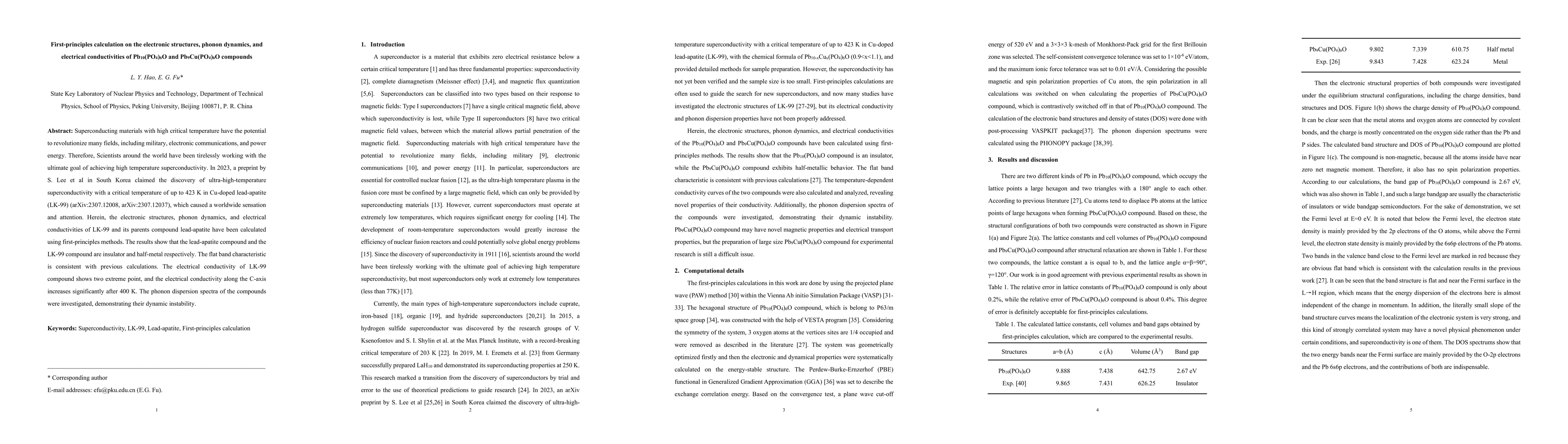 Thumbnail for First-principles calculation on the electronic structures, phonon
  dynamics, and electrical conductivities of Pb$_{10}$(PO$_4$)$_6$O and
  Pb$_9$Cu(PO$_4$)$_6$O compounds