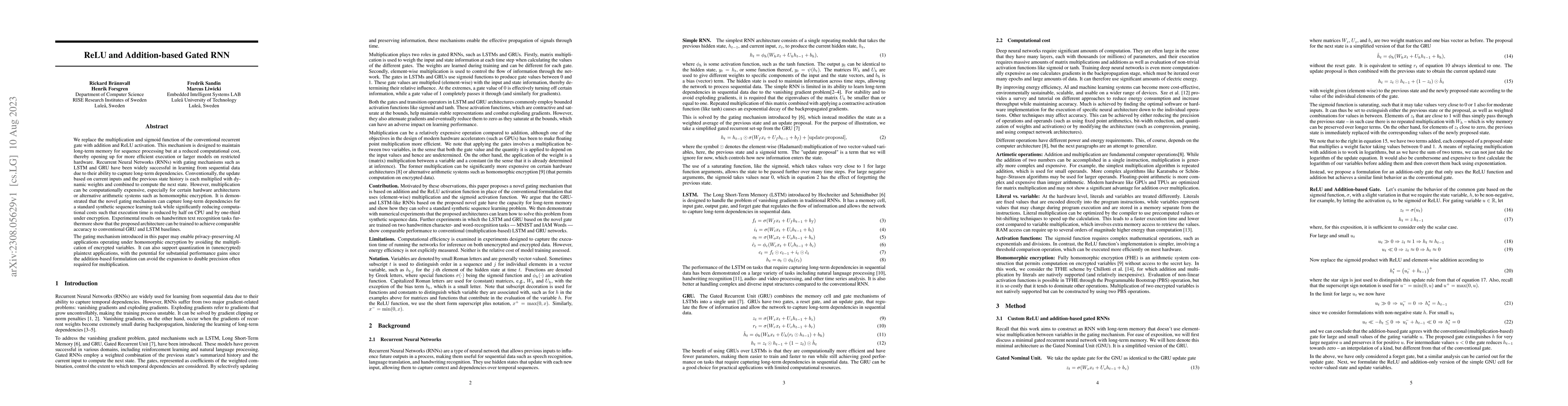 Thumbnail for ReLU and Addition-based Gated RNN
