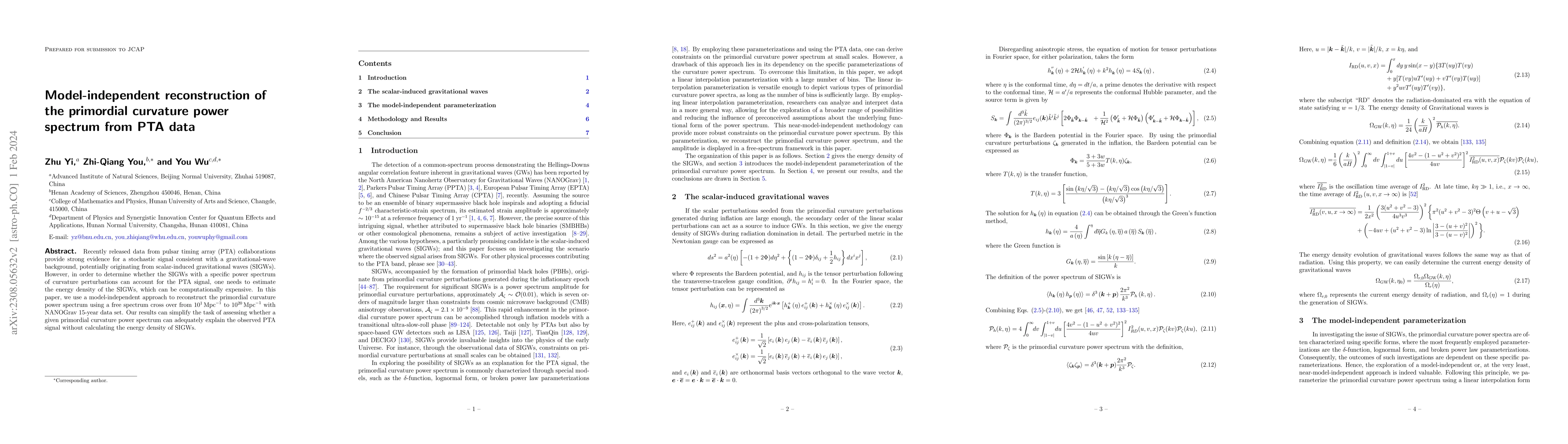 Thumbnail for Model-independent reconstruction of the primordial curvature power
  spectrum from PTA data