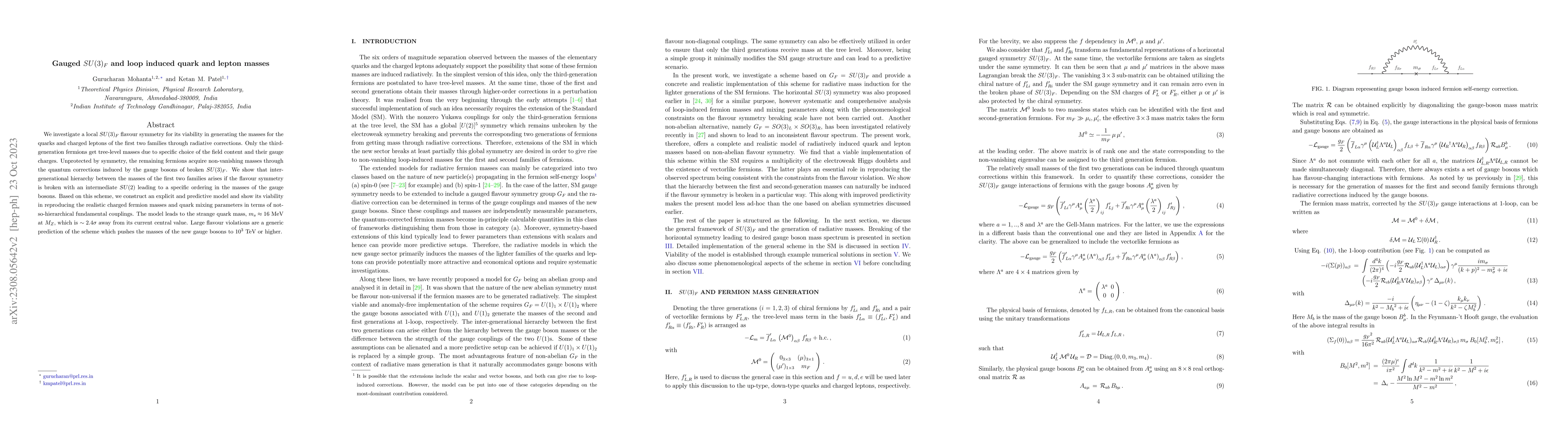 Thumbnail for Gauged $SU(3)_F$ and loop induced quark and lepton masses