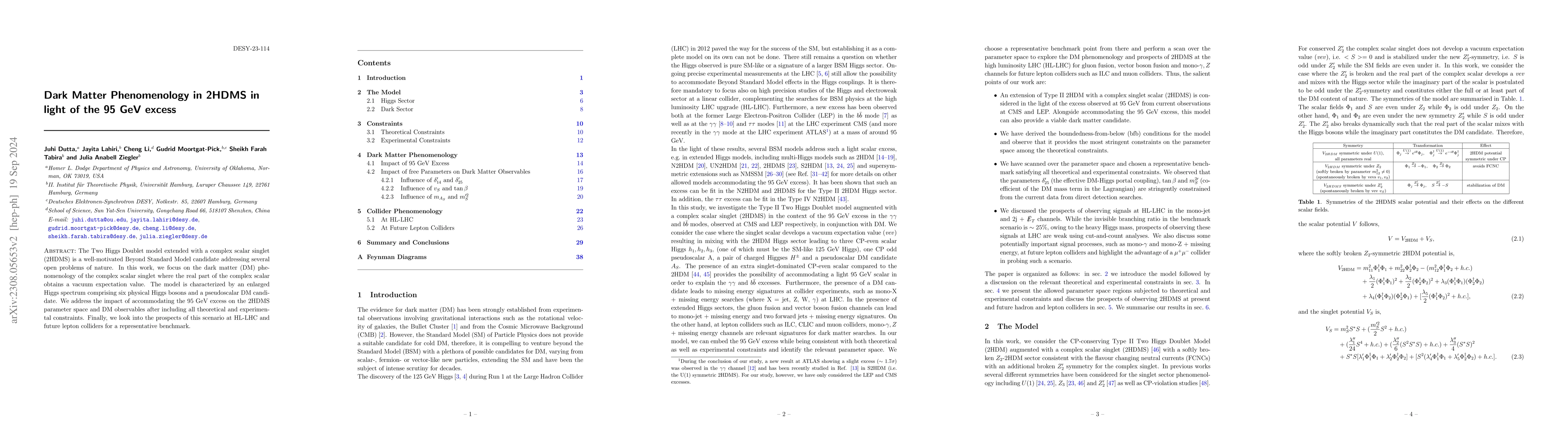 Thumbnail for Dark Matter Phenomenology in 2HDMS in light of the 95 GeV excess