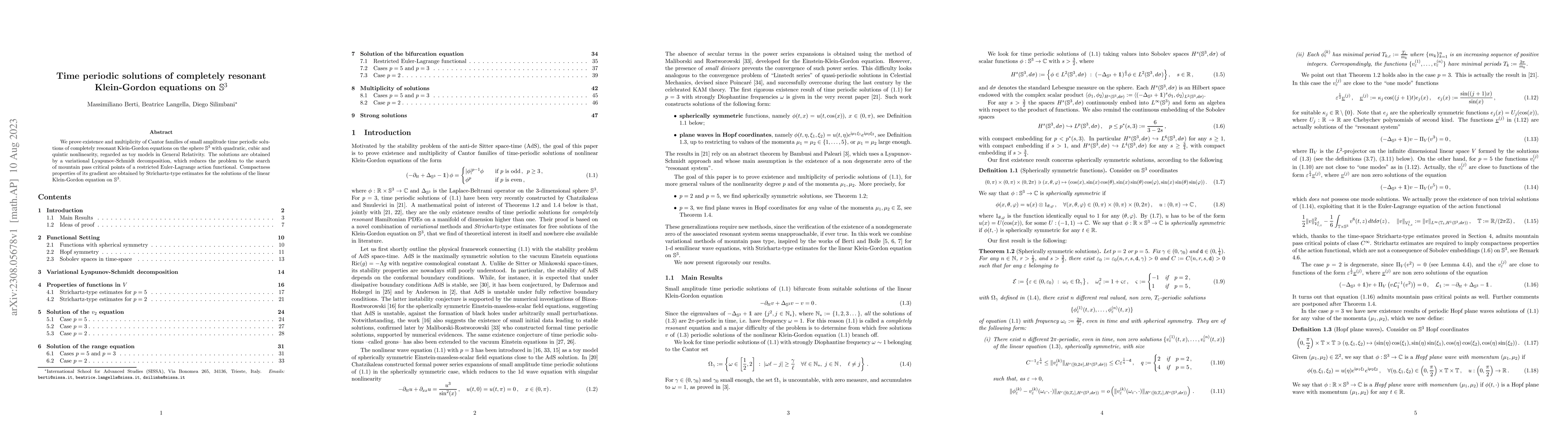 Thumbnail for Time periodic solutions of completely resonant Klein-Gordon equations on
  $\mathbb{S}^3$