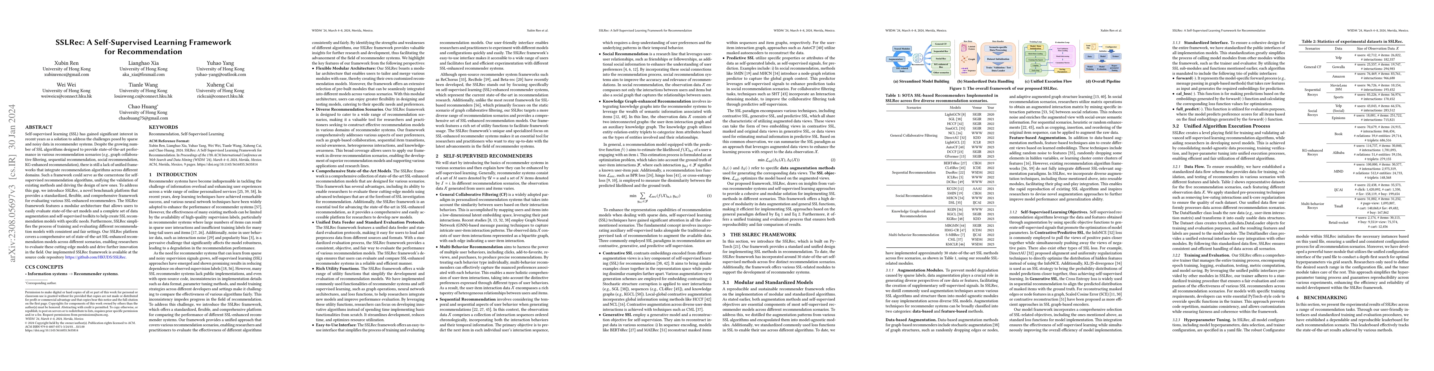 Thumbnail for SSLRec: A Self-Supervised Learning Framework for Recommendation