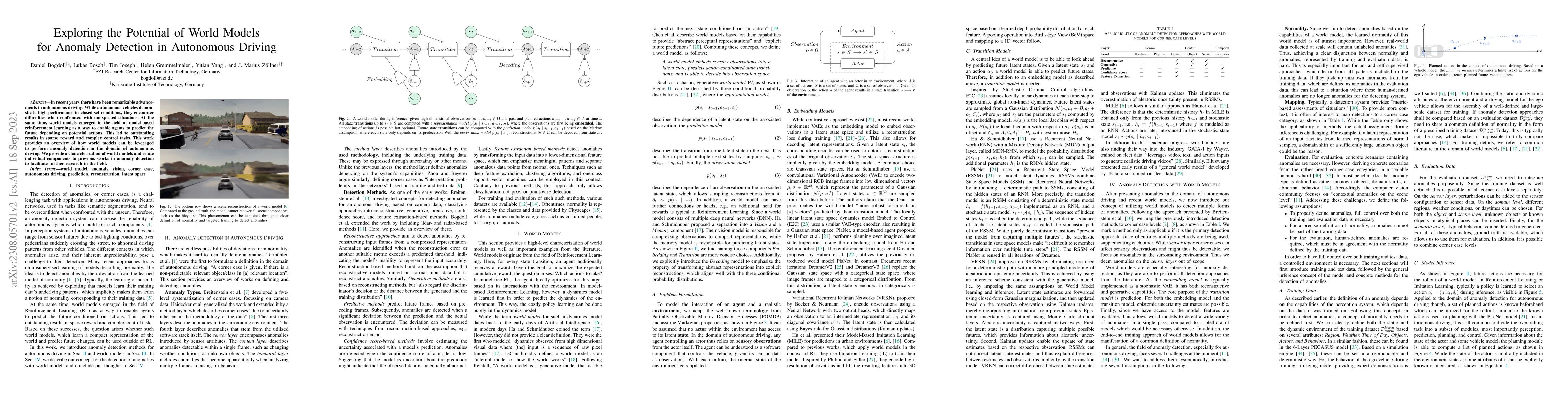 Thumbnail for Exploring the Potential of World Models for Anomaly Detection in
  Autonomous Driving