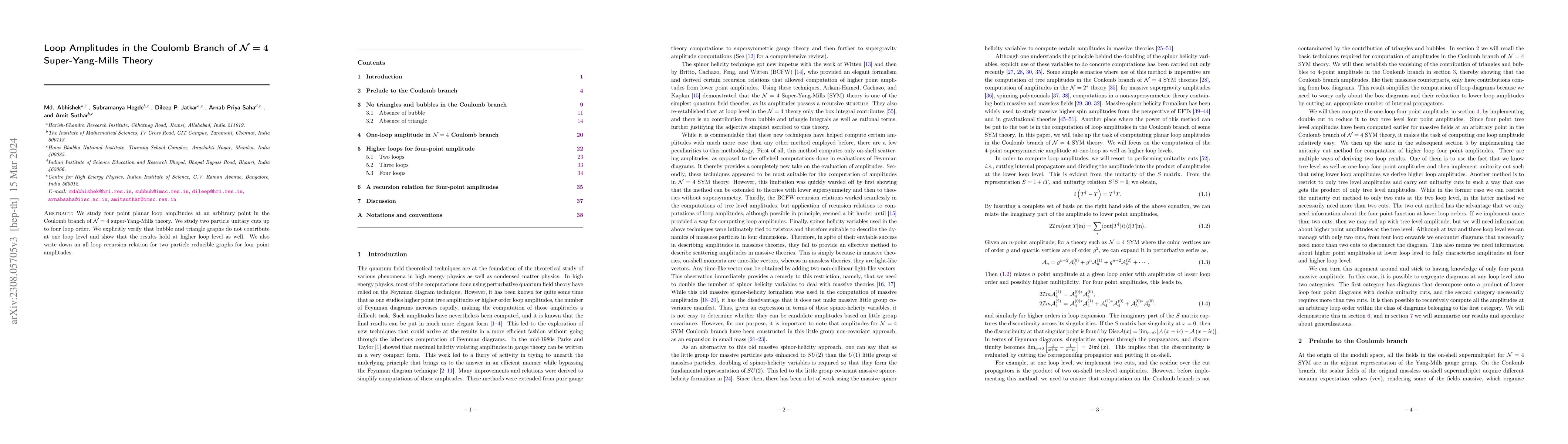 Thumbnail for Loop Amplitudes in the Coulomb Branch of $\mathcal{N}=4$
  Super-Yang-Mills Theory