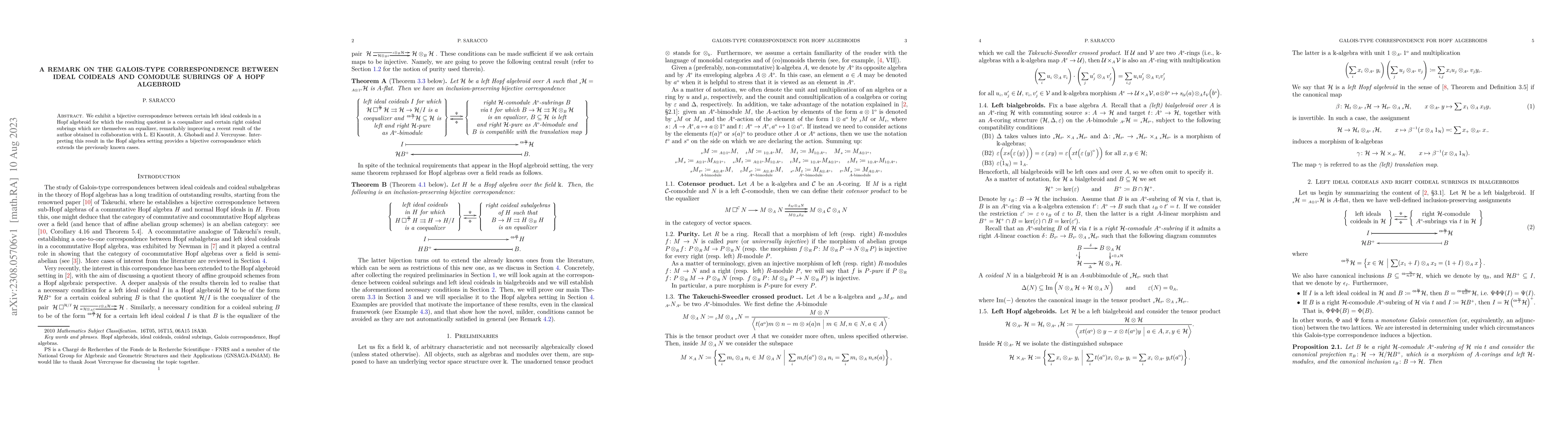 Thumbnail for A remark on the Galois-type correspondence between ideal coideals and
  comodule subrings of a Hopf algebroid