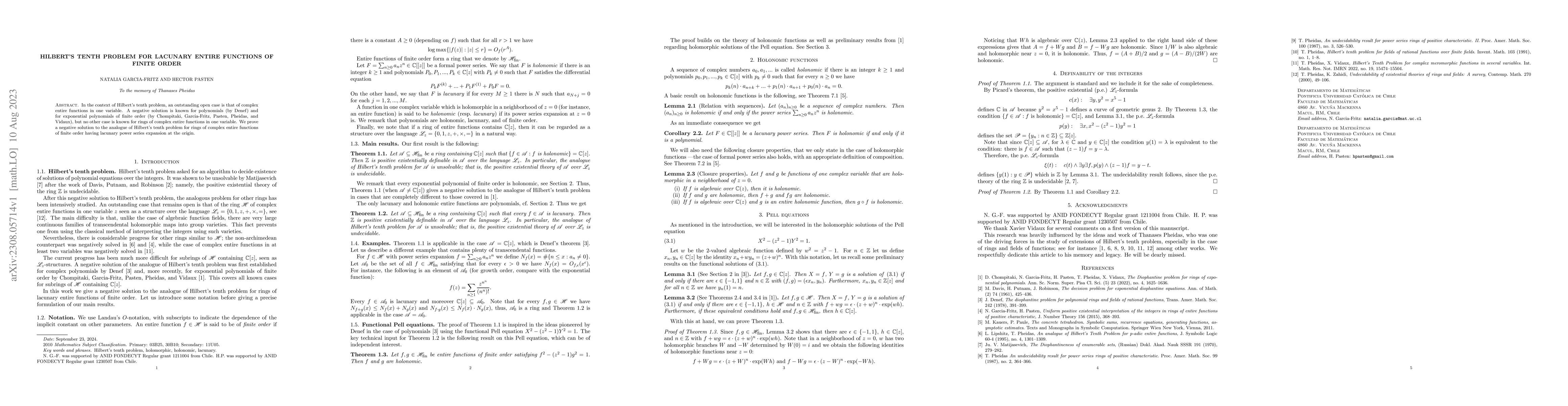 Thumbnail for Hilbert's tenth problem for lacunary entire functions of finite order