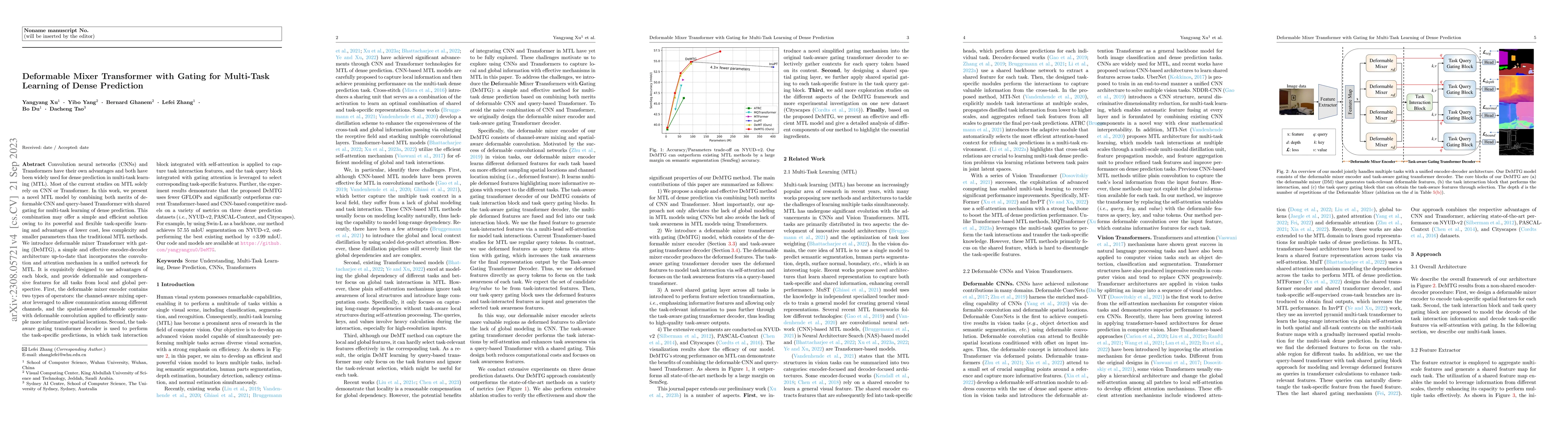Thumbnail for Deformable Mixer Transformer with Gating for Multi-Task Learning of
  Dense Prediction
