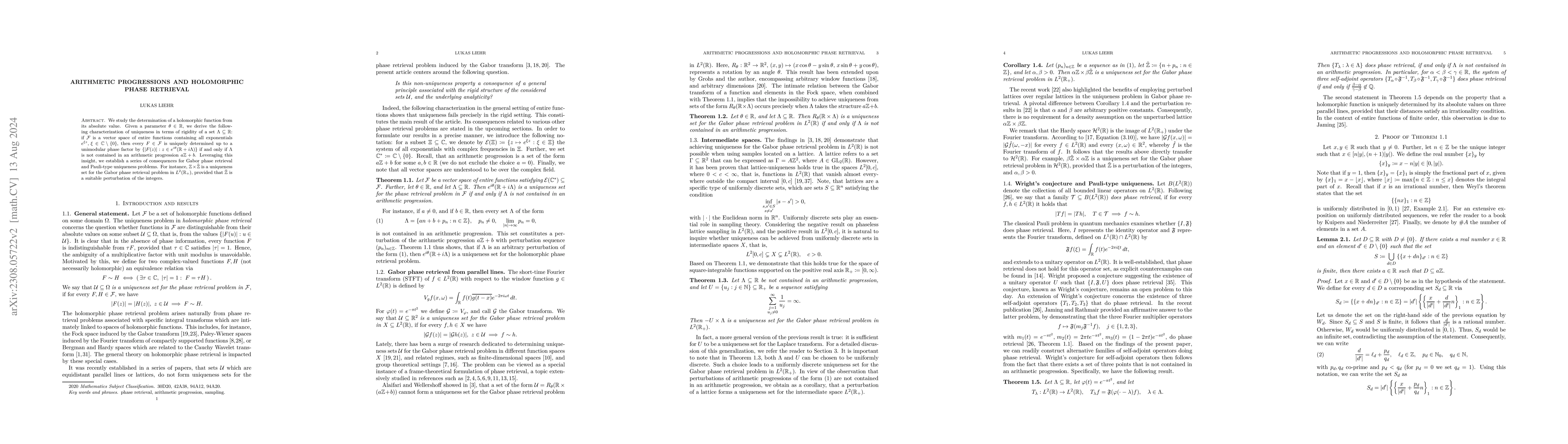 Thumbnail for Arithmetic progressions and holomorphic phase retrieval
