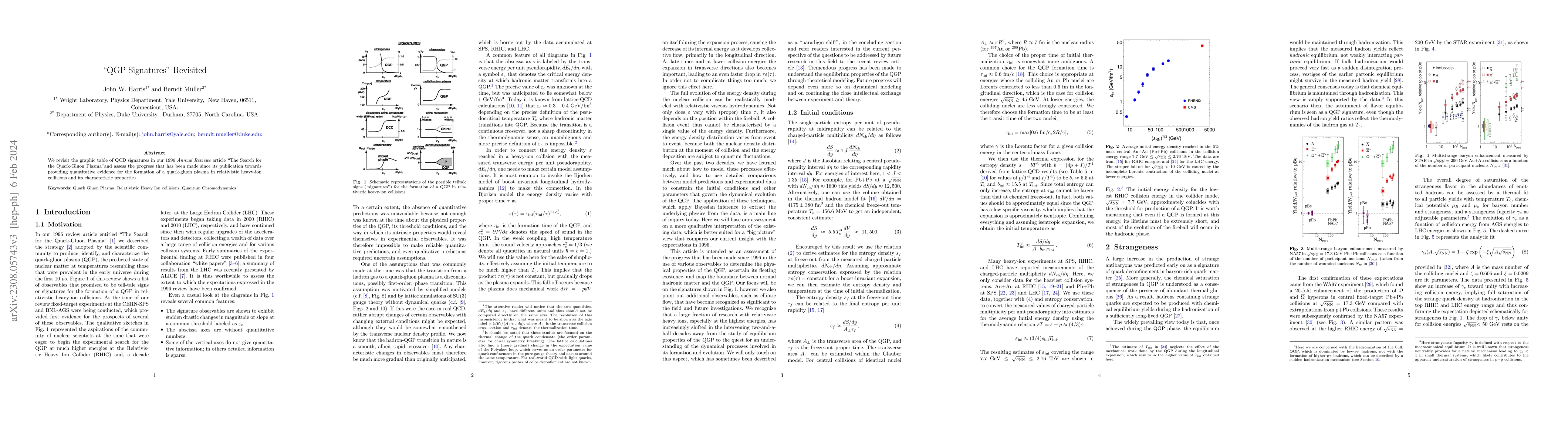 Thumbnail for "QGP Signatures" Revisited