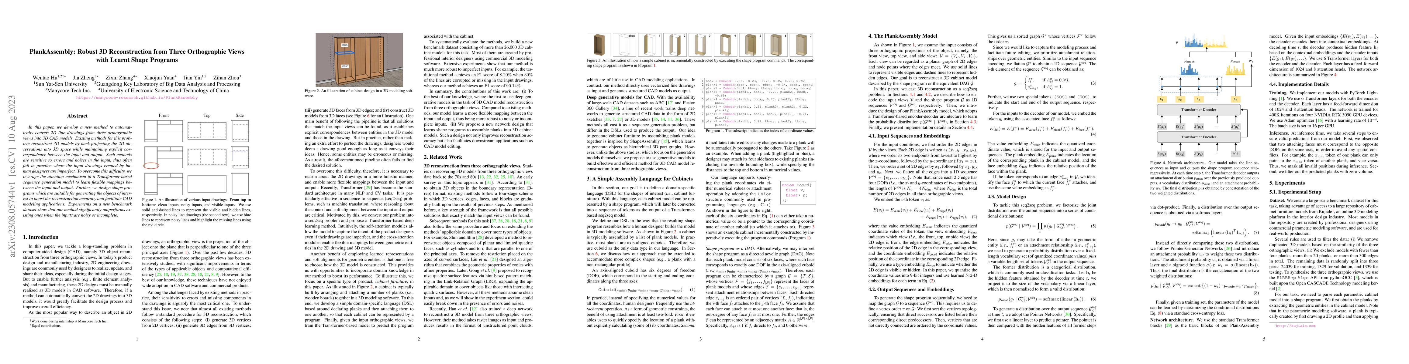 Thumbnail for PlankAssembly: Robust 3D Reconstruction from Three Orthographic Views
  with Learnt Shape Programs