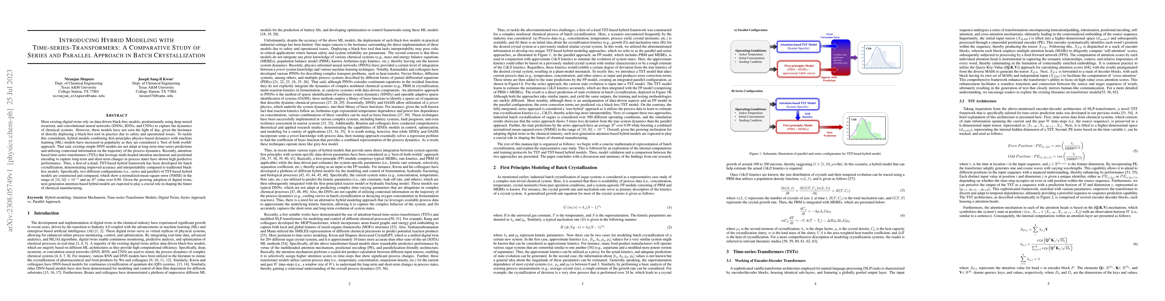 Thumbnail for Introducing Hybrid Modeling with Time-series-Transformers: A Comparative
  Study of Series and Parallel Approach in Batch Crystallization