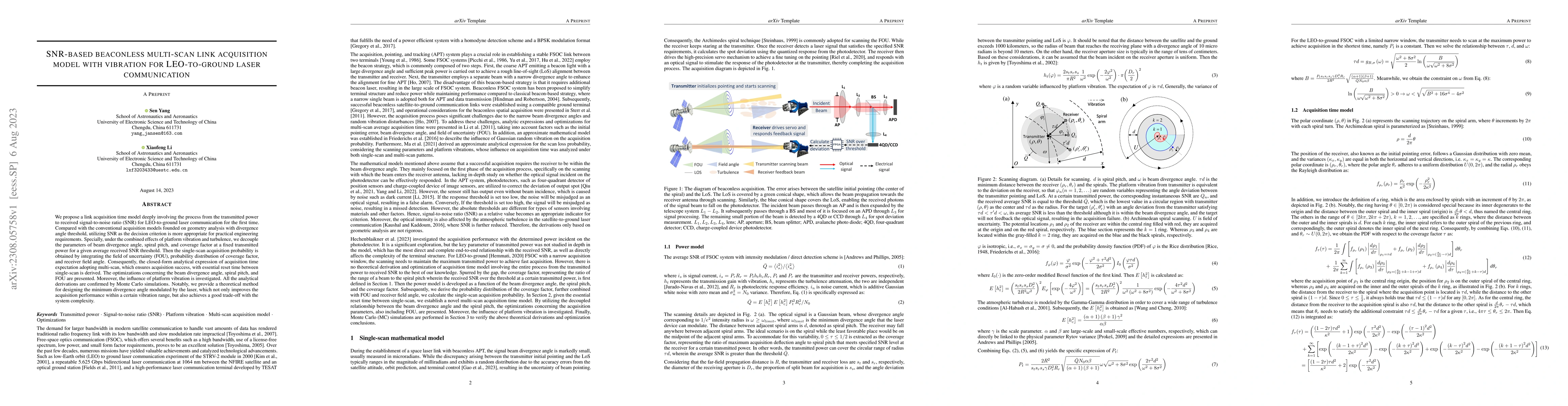 Thumbnail for SNR-based beaconless multi-scan link acquisition model with vibration
  for LEO-to-ground laser communication