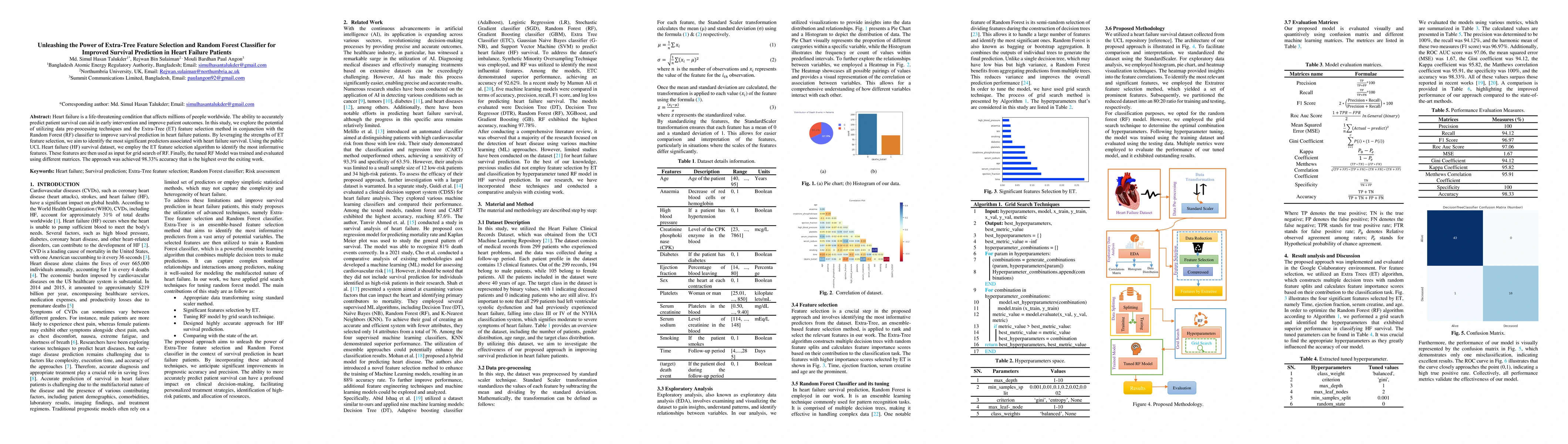 Thumbnail for Unleashing the Power of Extra-Tree Feature Selection and Random Forest
  Classifier for Improved Survival Prediction in Heart Failure Patients