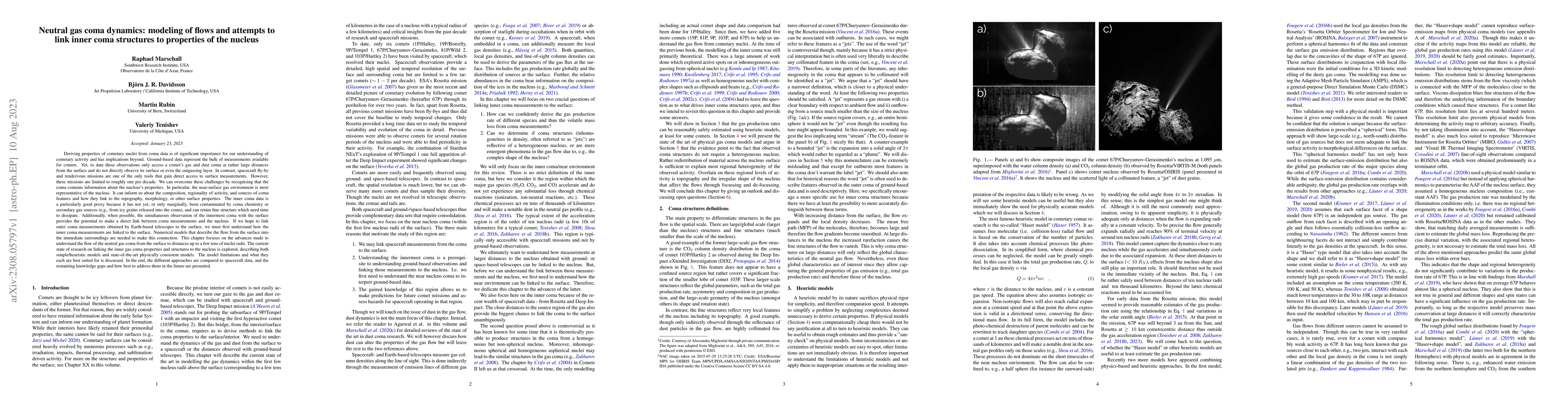 Thumbnail for Neutral gas coma dynamics: modeling of flows and attempts to link inner
  coma structures to properties of the nucleus
