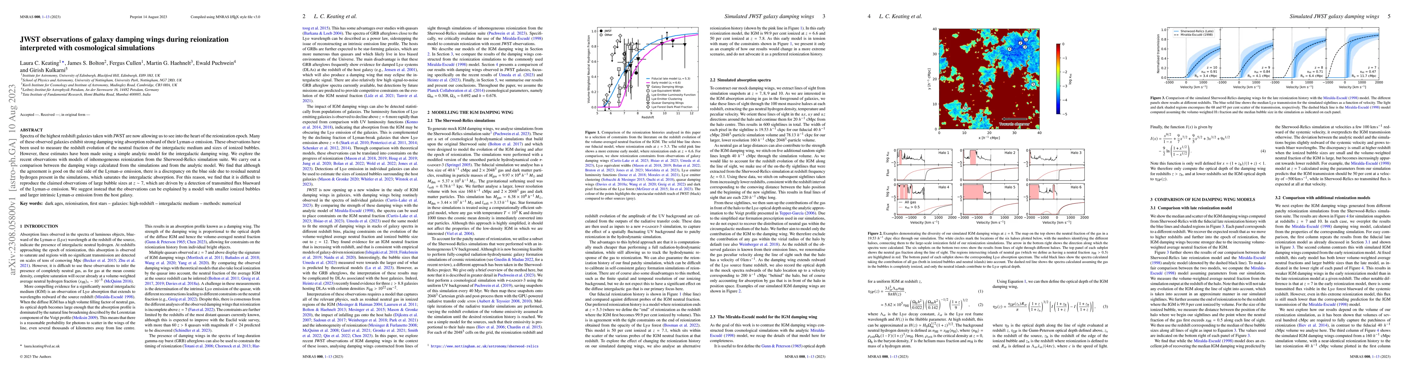Thumbnail for JWST observations of galaxy damping wings during reionization
  interpreted with cosmological simulations