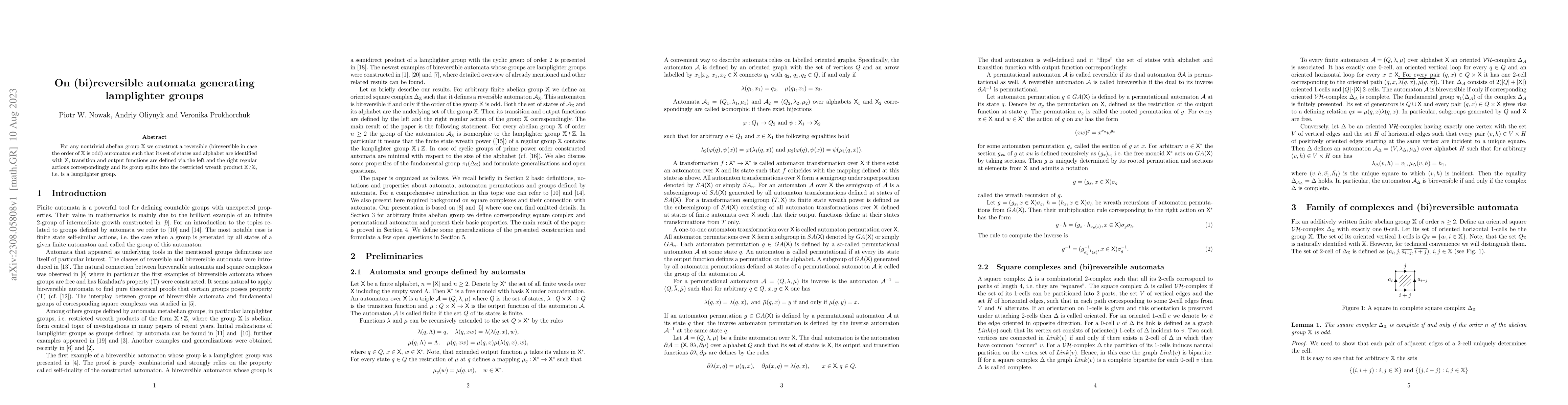 Thumbnail for On (bi)reversible automata generating lamplighter groups