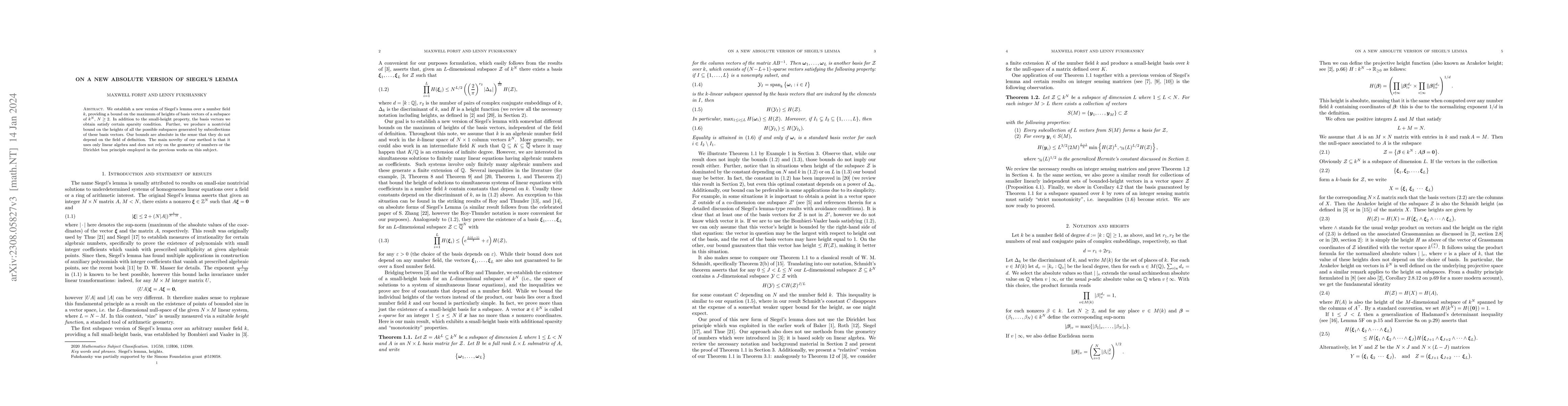 Thumbnail for On a new absolute version of Siegel's lemma