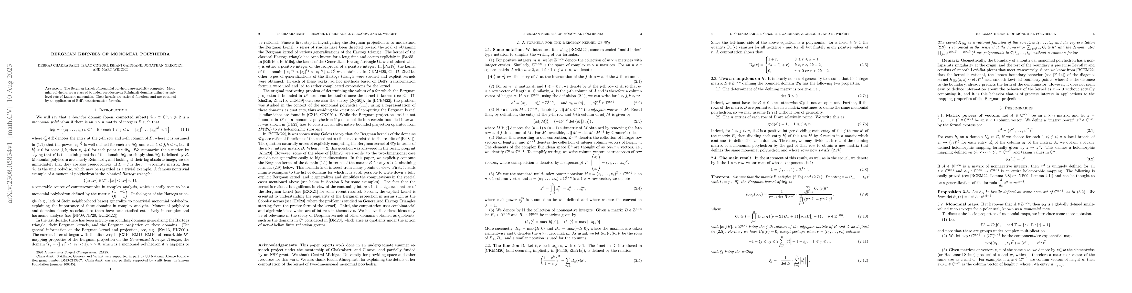 Thumbnail for Bergman kernels of Monomial Polyhedra