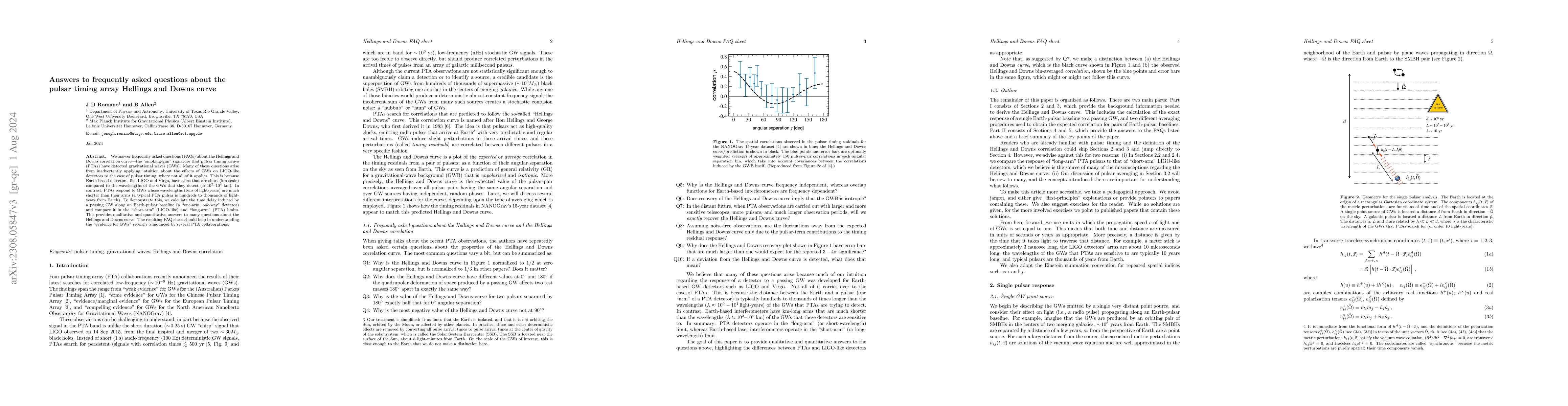 Thumbnail for Answers to frequently asked questions about the pulsar timing array
  Hellings and Downs curve