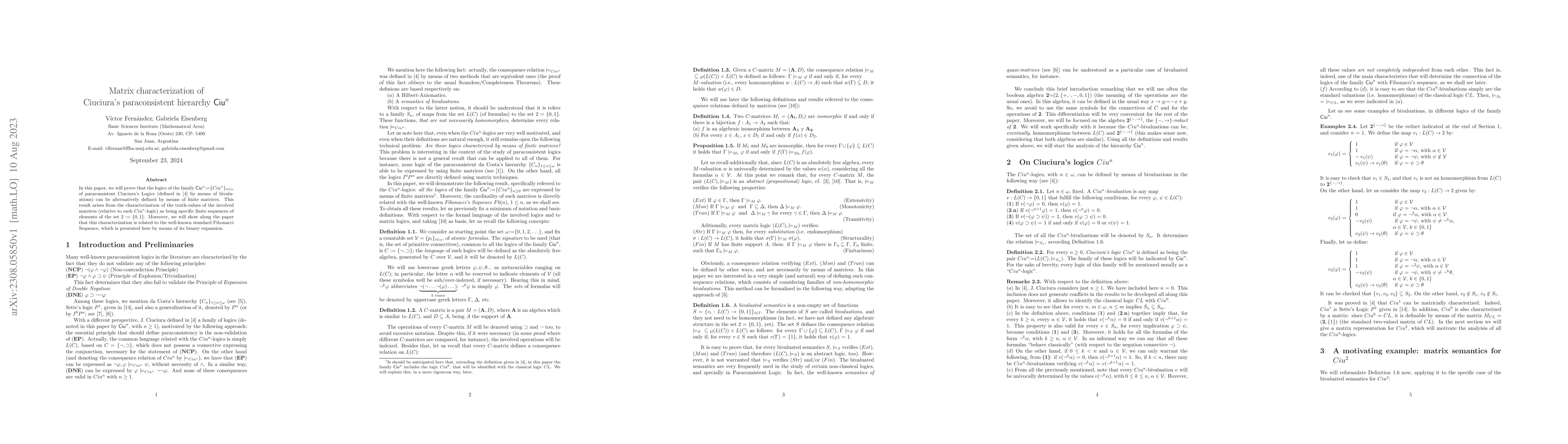 Thumbnail for Matrix characterization of Ciuciura's paraconsistent hierarchy
  $\textsf{Ciu}^n$