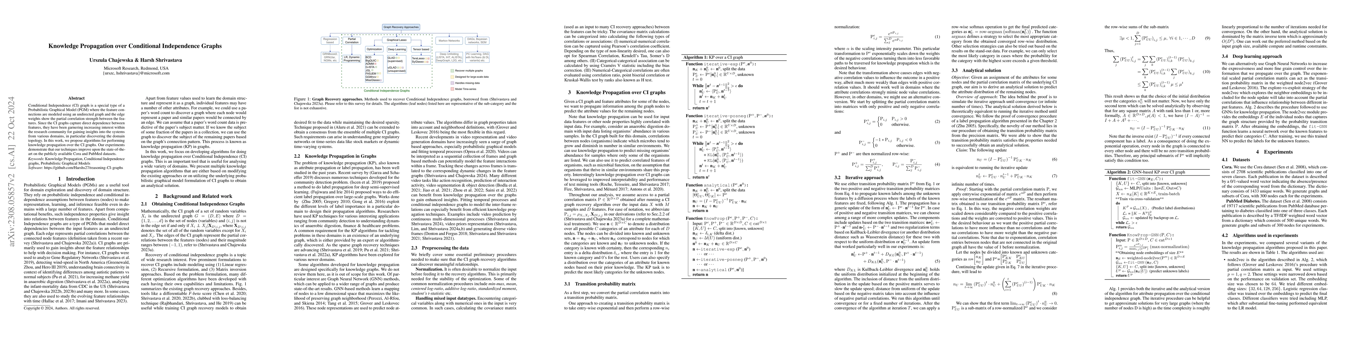 Thumbnail for Knowledge Propagation over Conditional Independence Graphs