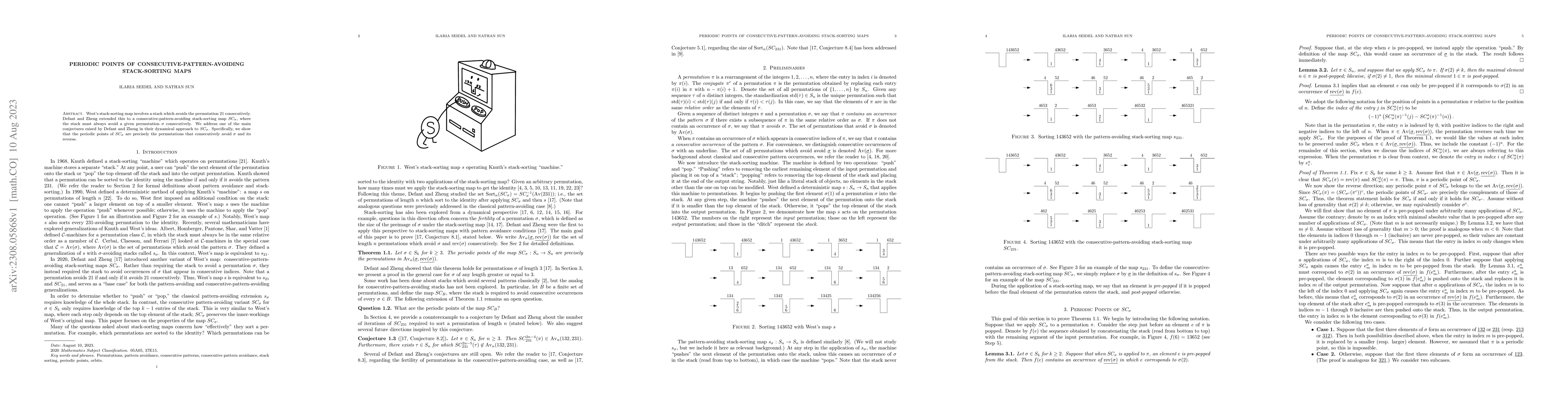 Thumbnail for Periodic Points of Consecutive-Pattern-Avoiding Stack-Sorting Maps