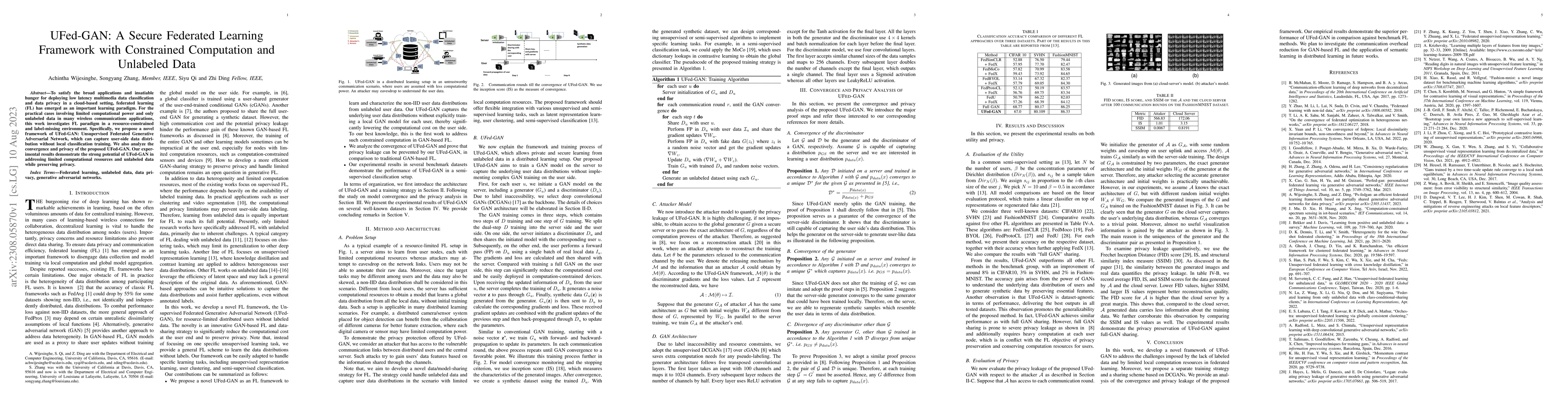 Thumbnail for UFed-GAN: A Secure Federated Learning Framework with Constrained
  Computation and Unlabeled Data