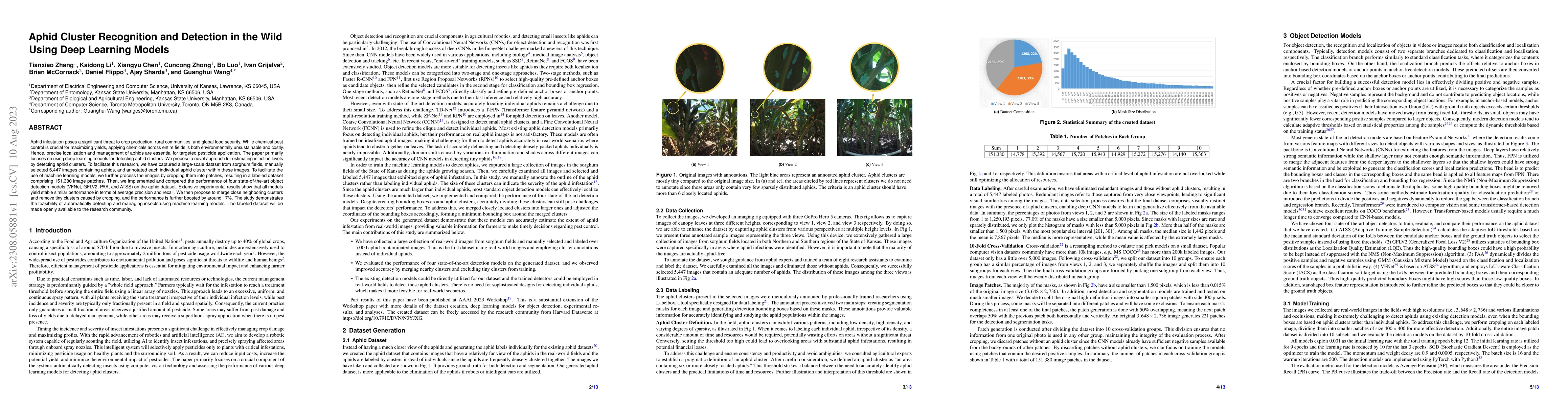 Thumbnail for Aphid Cluster Recognition and Detection in the Wild Using Deep Learning
  Models