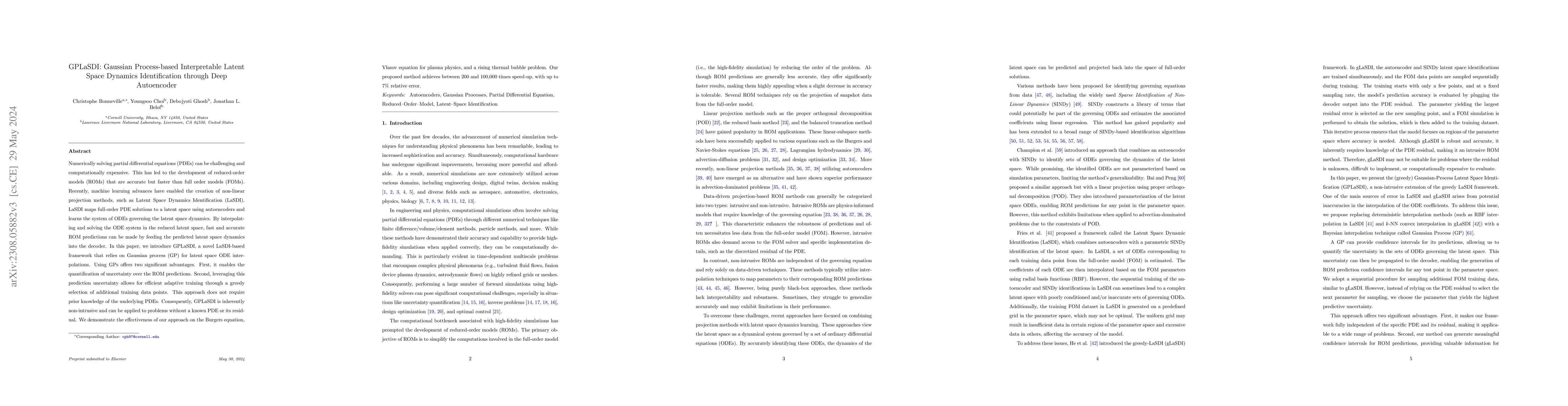 Thumbnail for GPLaSDI: Gaussian Process-based Interpretable Latent Space Dynamics
  Identification through Deep Autoencoder