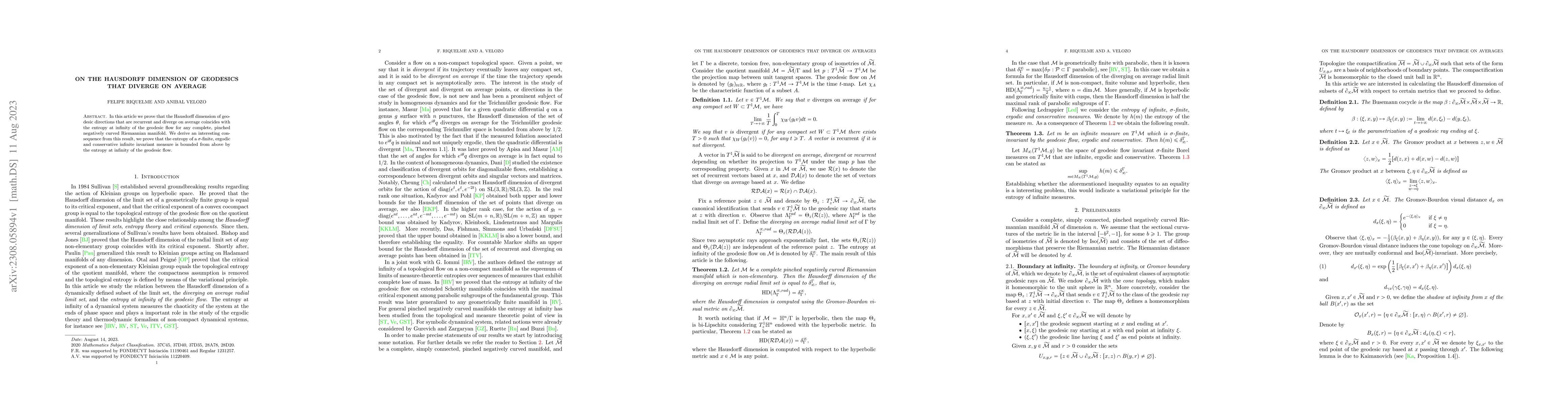 Thumbnail for On the Hausdorff dimension of geodesics that diverge on average