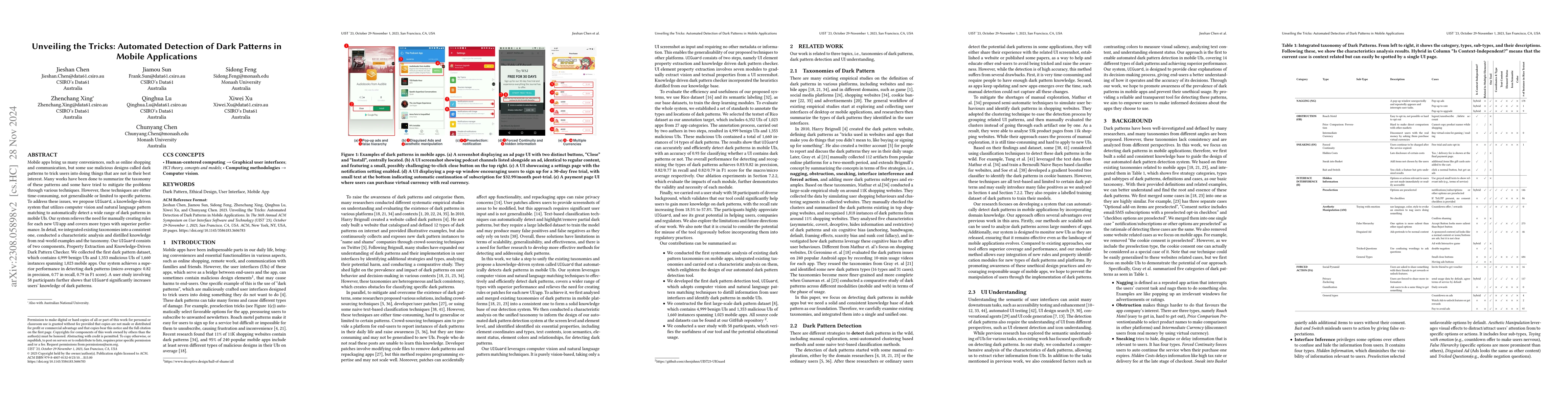Thumbnail for Unveiling the Tricks: Automated Detection of Dark Patterns in Mobile
  Applications