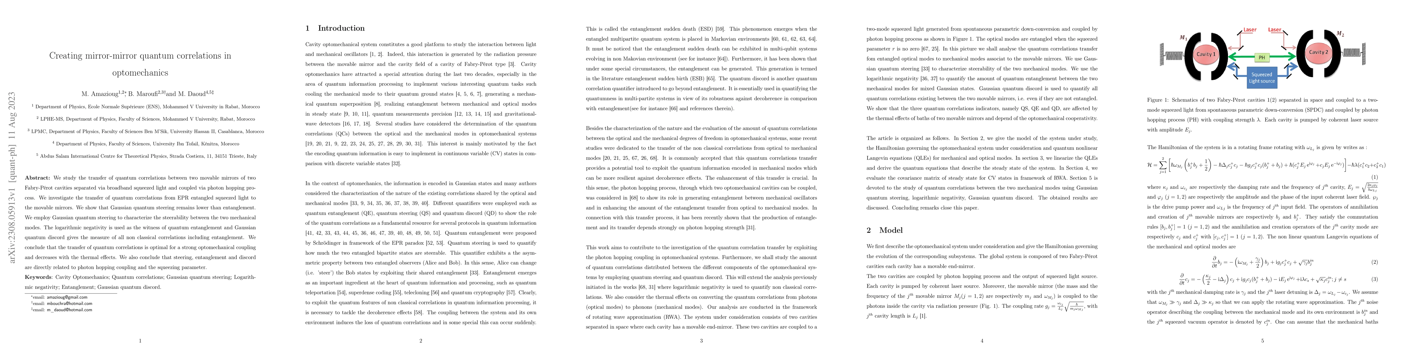 Thumbnail for Creating mirror-mirror quantum correlations in optomechanics