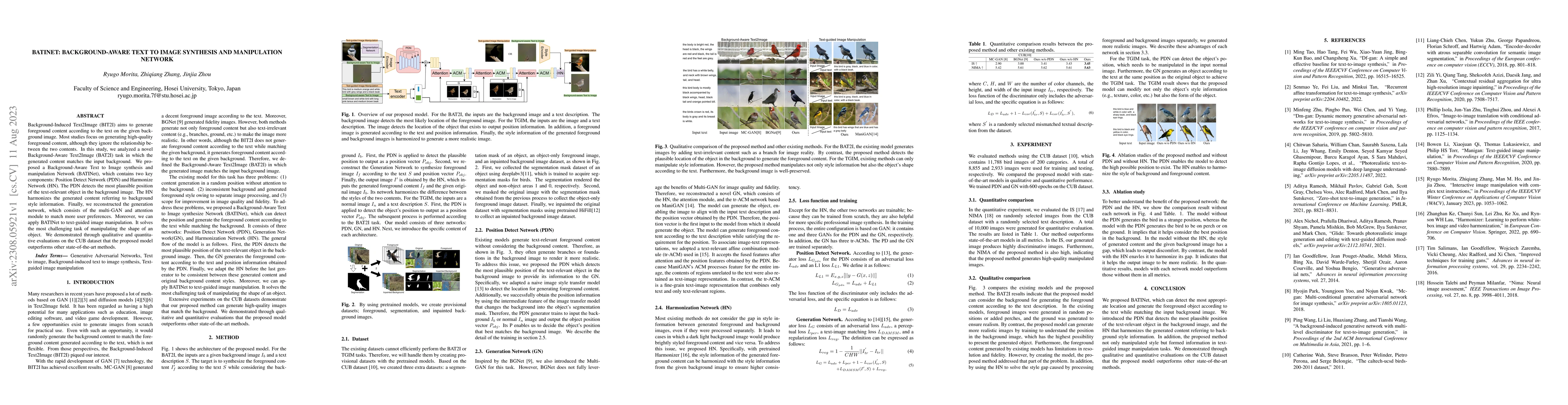 Thumbnail for BATINet: Background-Aware Text to Image Synthesis and Manipulation
  Network