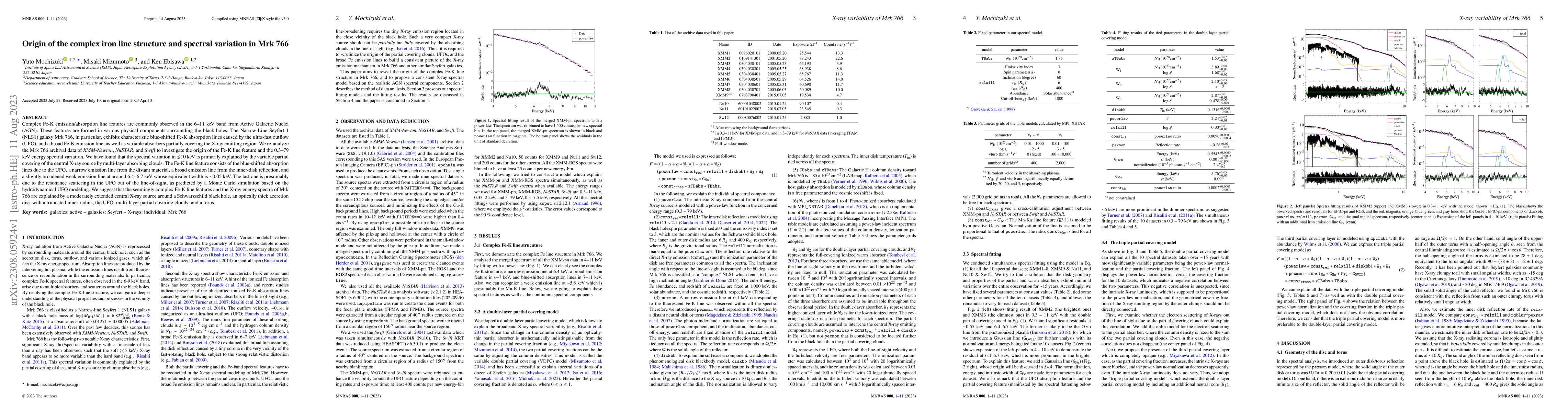Thumbnail for Origin of the complex iron line structure and spectral variation in Mrk
  766
