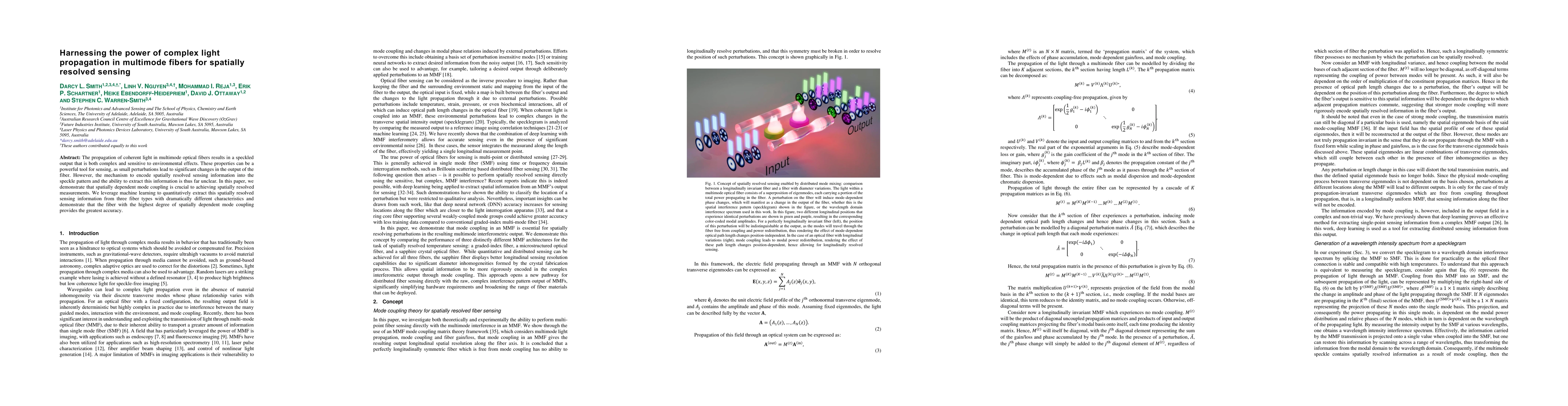 Thumbnail for Harnessing the power of complex light propagation in multimode fibers
  for spatially resolved sensing