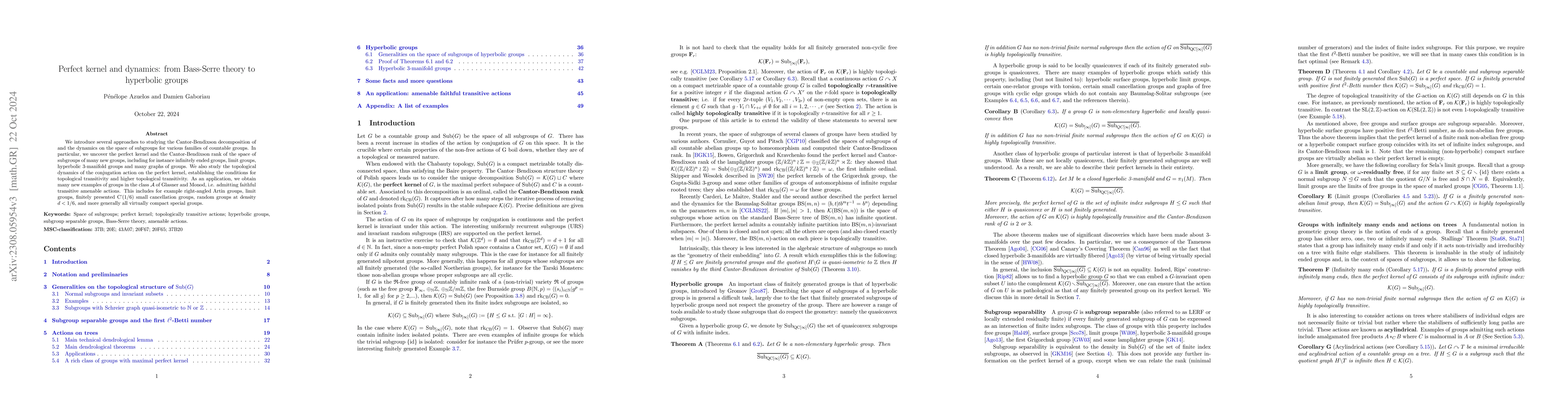 Thumbnail for Perfect kernel and dynamics: from Bass-Serre theory to hyperbolic groups
