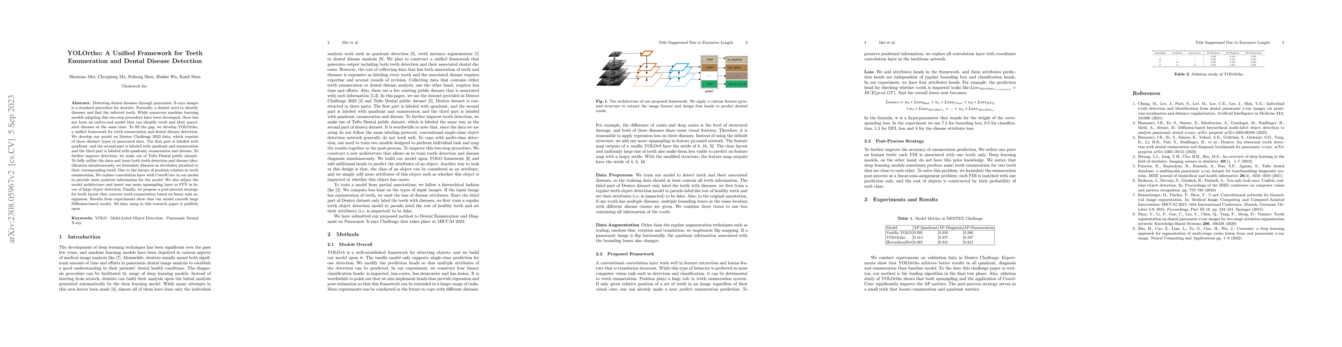 Thumbnail for YOLOrtho -- A Unified Framework for Teeth Enumeration and Dental Disease
  Detection