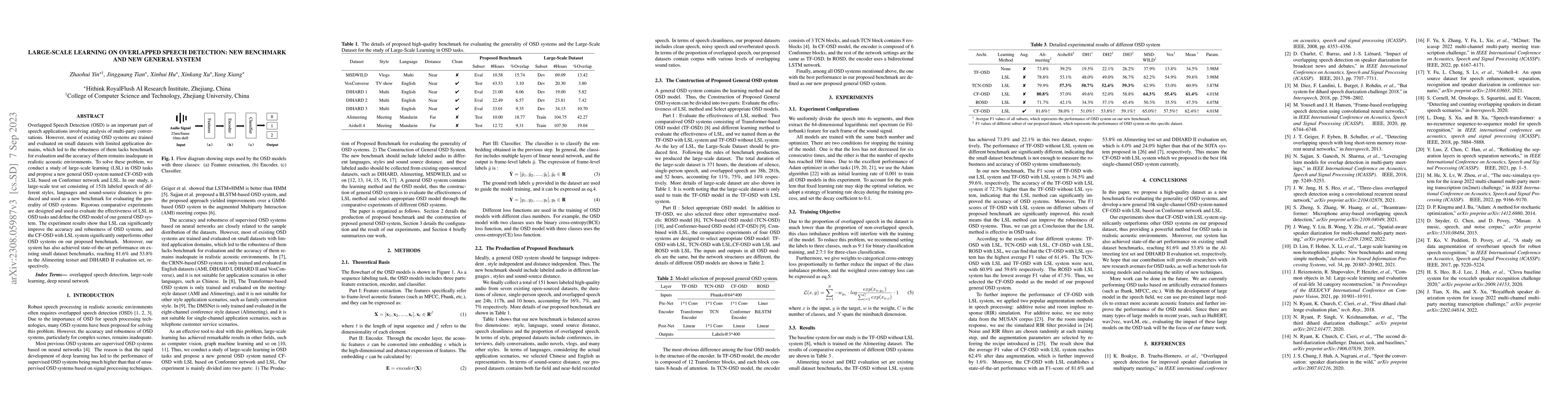Thumbnail for Large-Scale Learning on Overlapped Speech Detection: New Benchmark and
  New General System