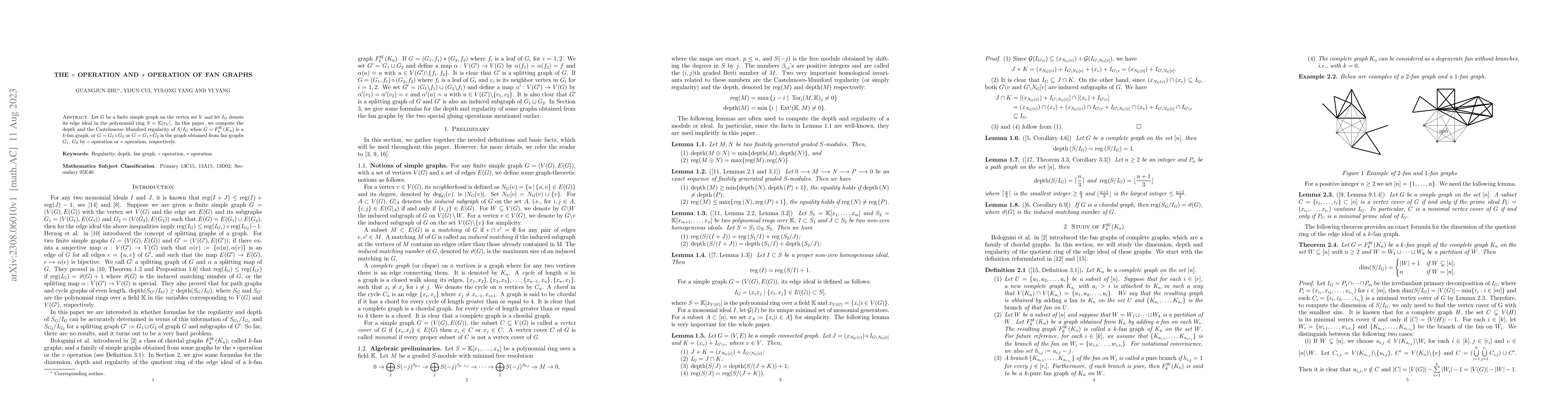 Thumbnail for The $\circ$ operation and $*$ operation of fan graphs