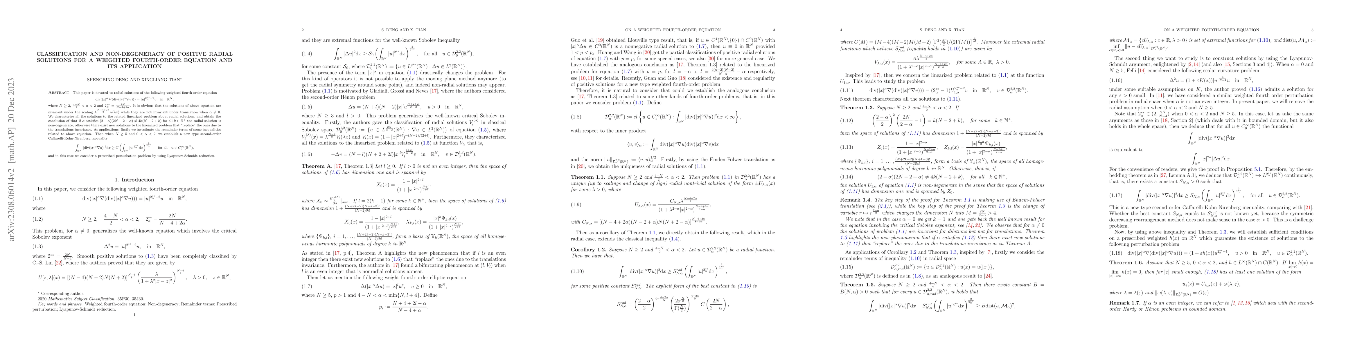 Thumbnail for Classification and non-degeneracy of positive radial solutions for a
  weighted fourth-order equation and its application