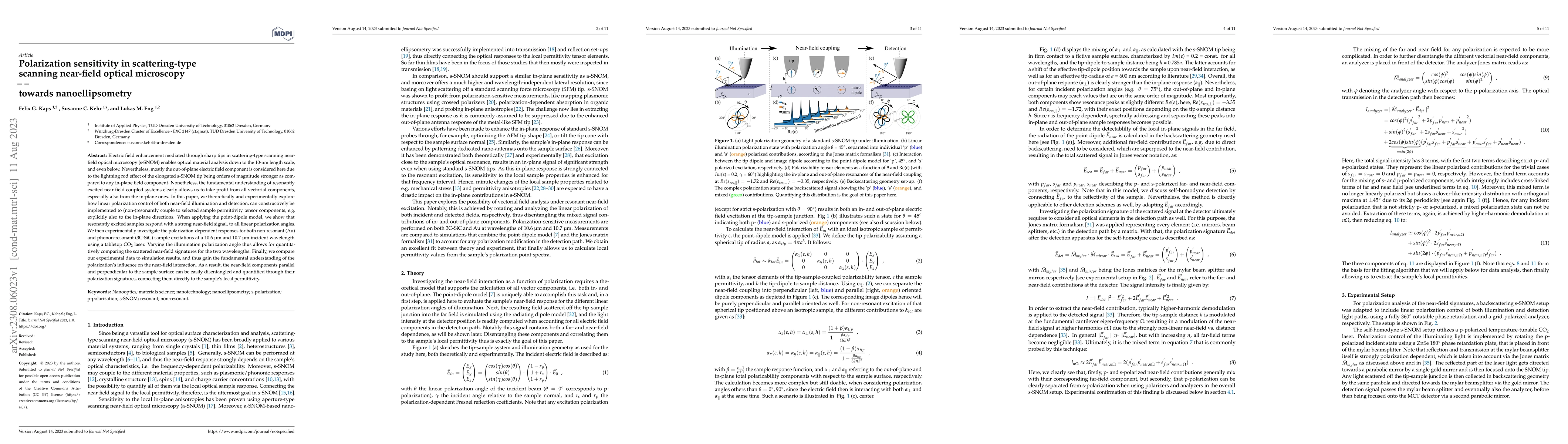 Thumbnail for Polarization sensitivity in scattering-type scanning near-field optical
  microscopy -- towards nanoellipsometry