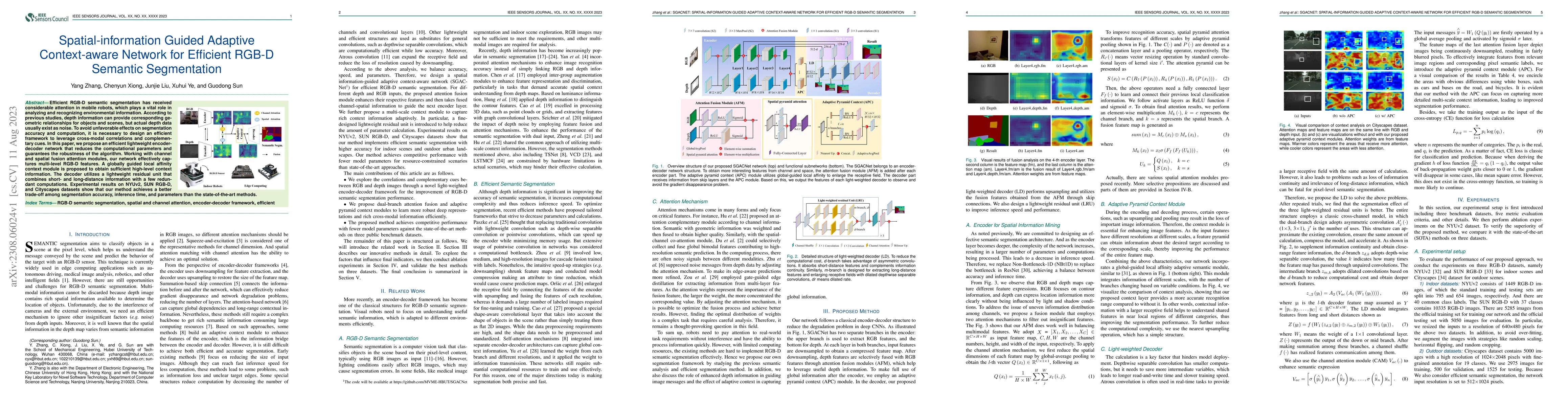 Thumbnail for Spatial-information Guided Adaptive Context-aware Network for Efficient
  RGB-D Semantic Segmentation