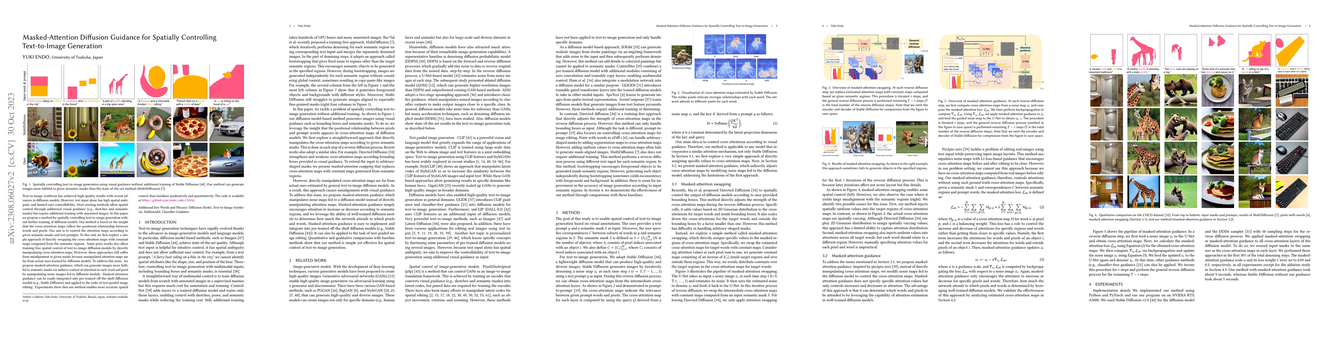 Thumbnail for Masked-Attention Diffusion Guidance for Spatially Controlling
  Text-to-Image Generation