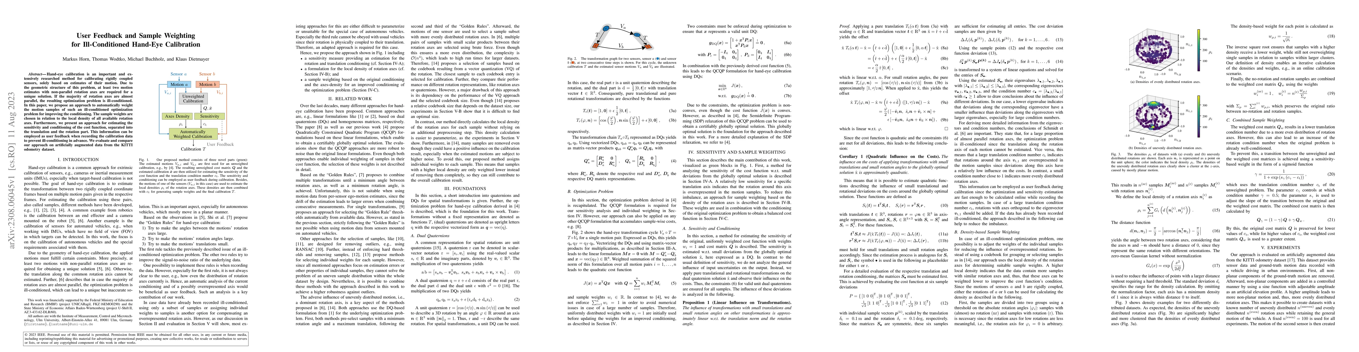 Thumbnail for User Feedback and Sample Weighting for Ill-Conditioned Hand-Eye
  Calibration