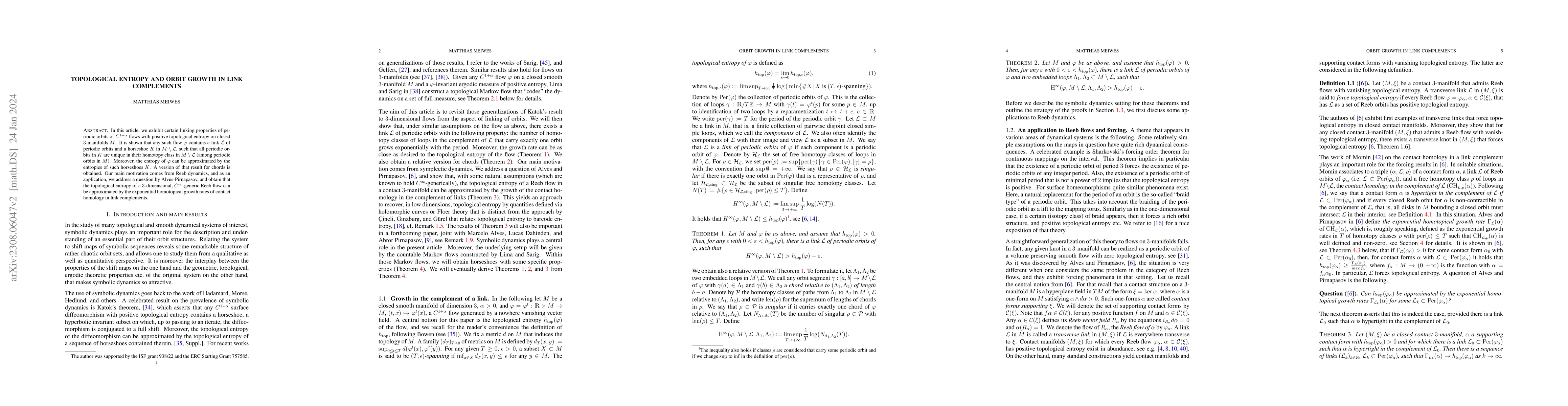 Thumbnail for Topological entropy and orbit growth in link complements